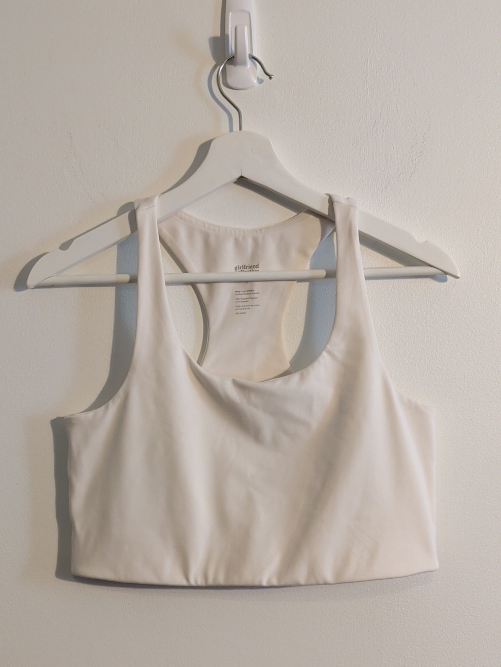GIRLFRIEND COLLECTIVE white racer back sports bra - size large
